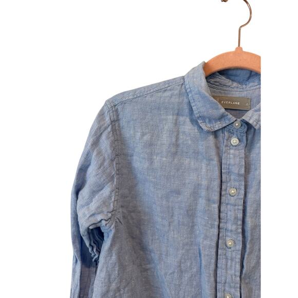 Everlane The Linen Relaxed Shirt Long Sleeve Classic Coastal Button Down Shirt 2 - Picture 9 of 11